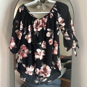 Hawaiian Inspired Floral Blouse — Very Gently Used